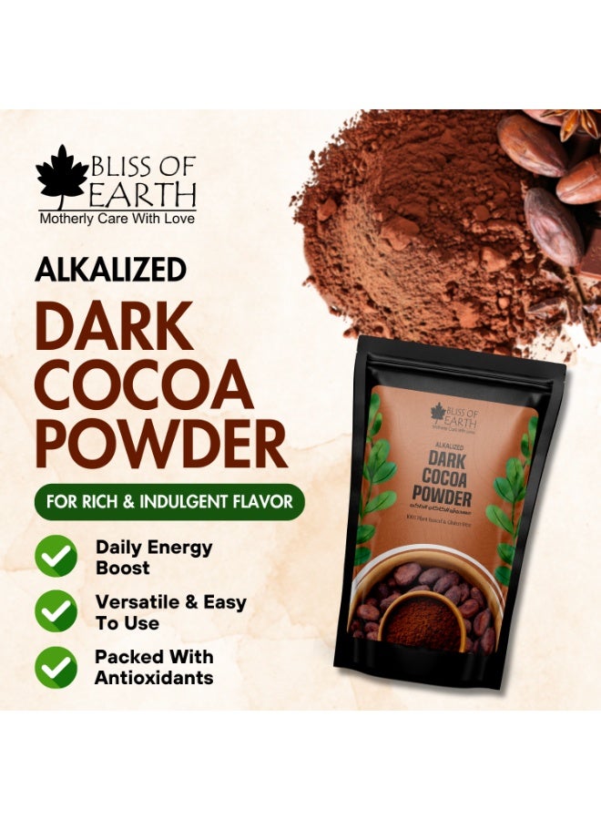 Bliss of Earth Dark Cocoa Powder 200g (Pack of 3) | Alkalized Unsweetened Cocoa Powder | Pure Baking Cocoa for Cakes, Brownies & Hot Chocolate | Vegan & Keto Friendly - Image 2